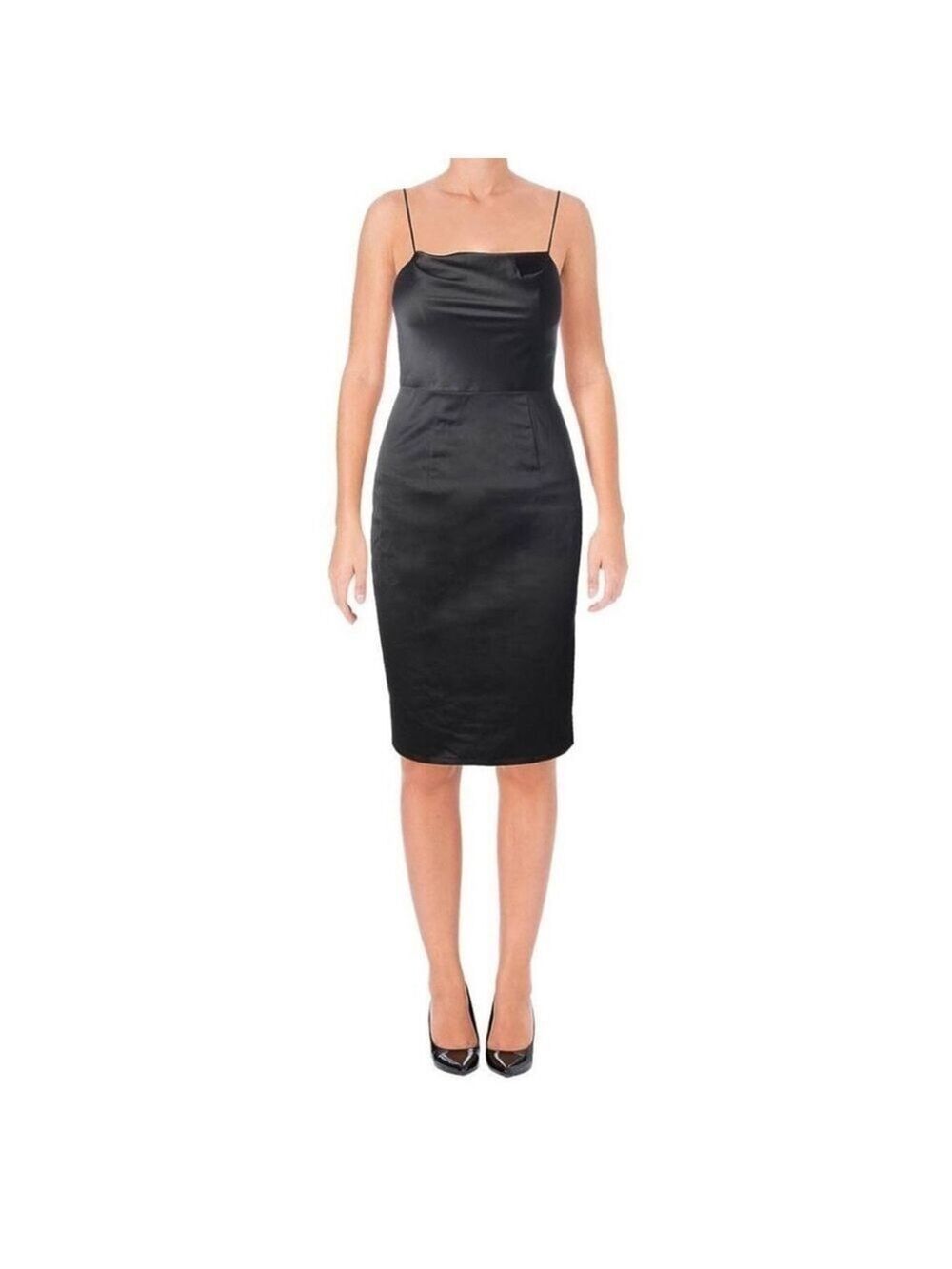 Vintage BARIANO Australia Classic Black Satin Strapless Pencil Dress Sz L